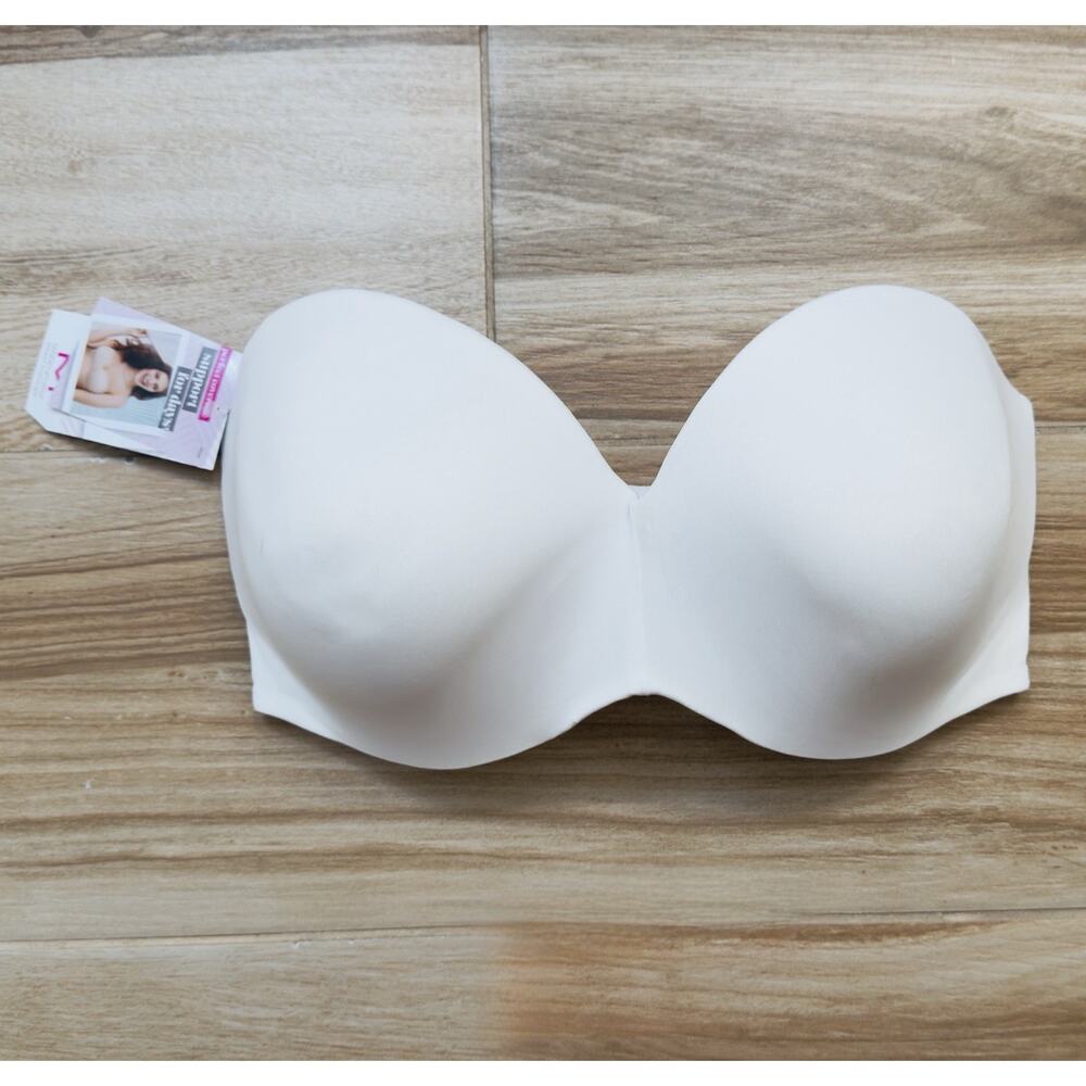 Maidenform NWT Strapless‎ White Bra Size 38DDD Full Coverage Underwire